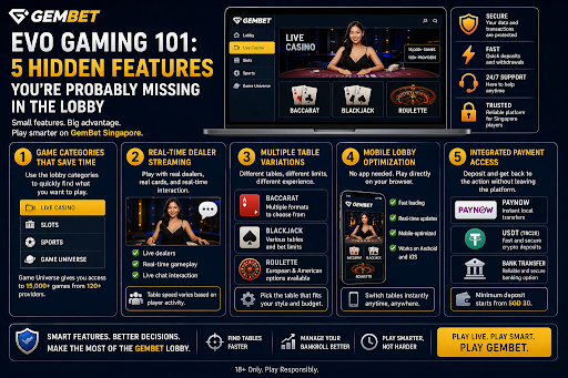 Evolution Gaming Singapore live casino lobby interface