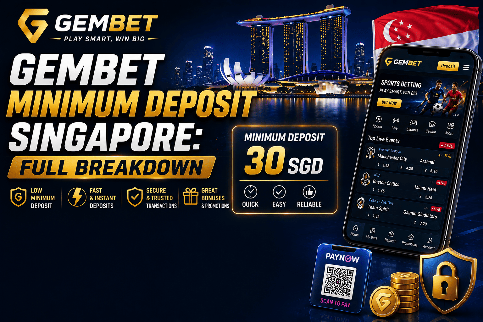 Gembet minimum deposit Singapore payment methods and sportsbook guide